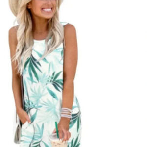 ANRABESS WOMEN'S CASUAL LOOSE SUNDRESS SLEEVELESS MAXI SUMMER BEACH DRESS Size L